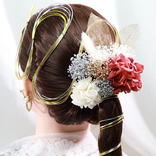 髪飾り ルージュ【ヘアアクセサリー　花　ドライフラワー　プリザーブド】 【結婚式　和装　アクセサリー】