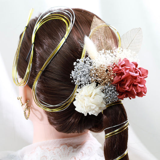 髪飾り ルージュ【ヘアアクセサリー 花 ドライフラワー プリザーブド】 【結婚式 和装 アクセサリー】
