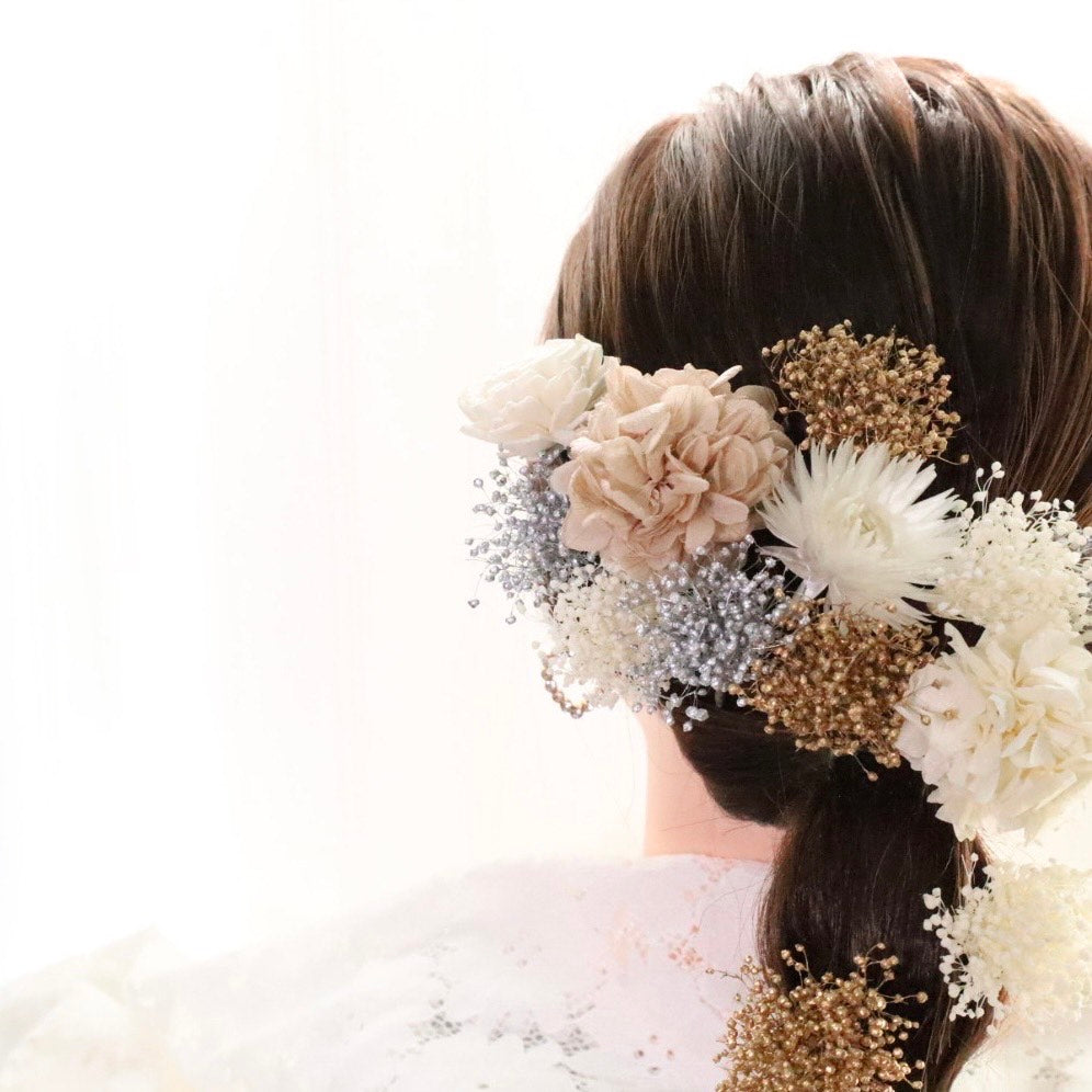 髪飾り クスートン【ヘアアクセサリー　花　ドライフラワー　プリザーブド　】 【結婚式　和装　アクセサリー】