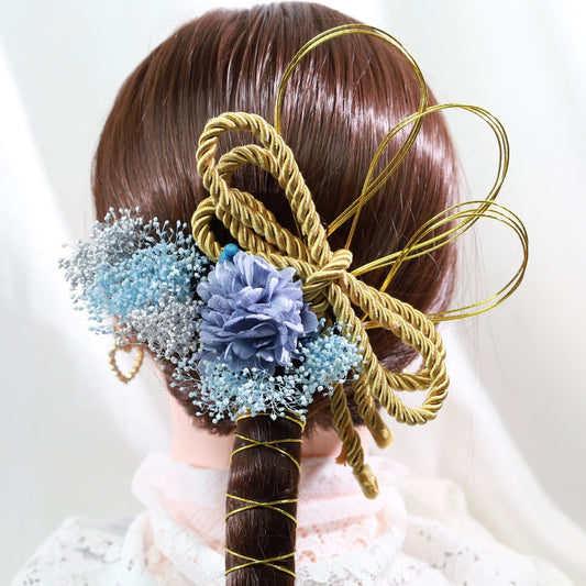 髪飾り アスル【ヘアアクセサリー 花 ドライフラワー プリザーブド 水引 紐】 【結婚式 ヘアアクセサリー】
