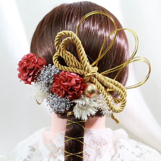 髪飾り ラール【ヘアアクセサリー 花 ドライフラワー プリザーブド 水引 紐】 【結婚式 和装 アクセサリー】