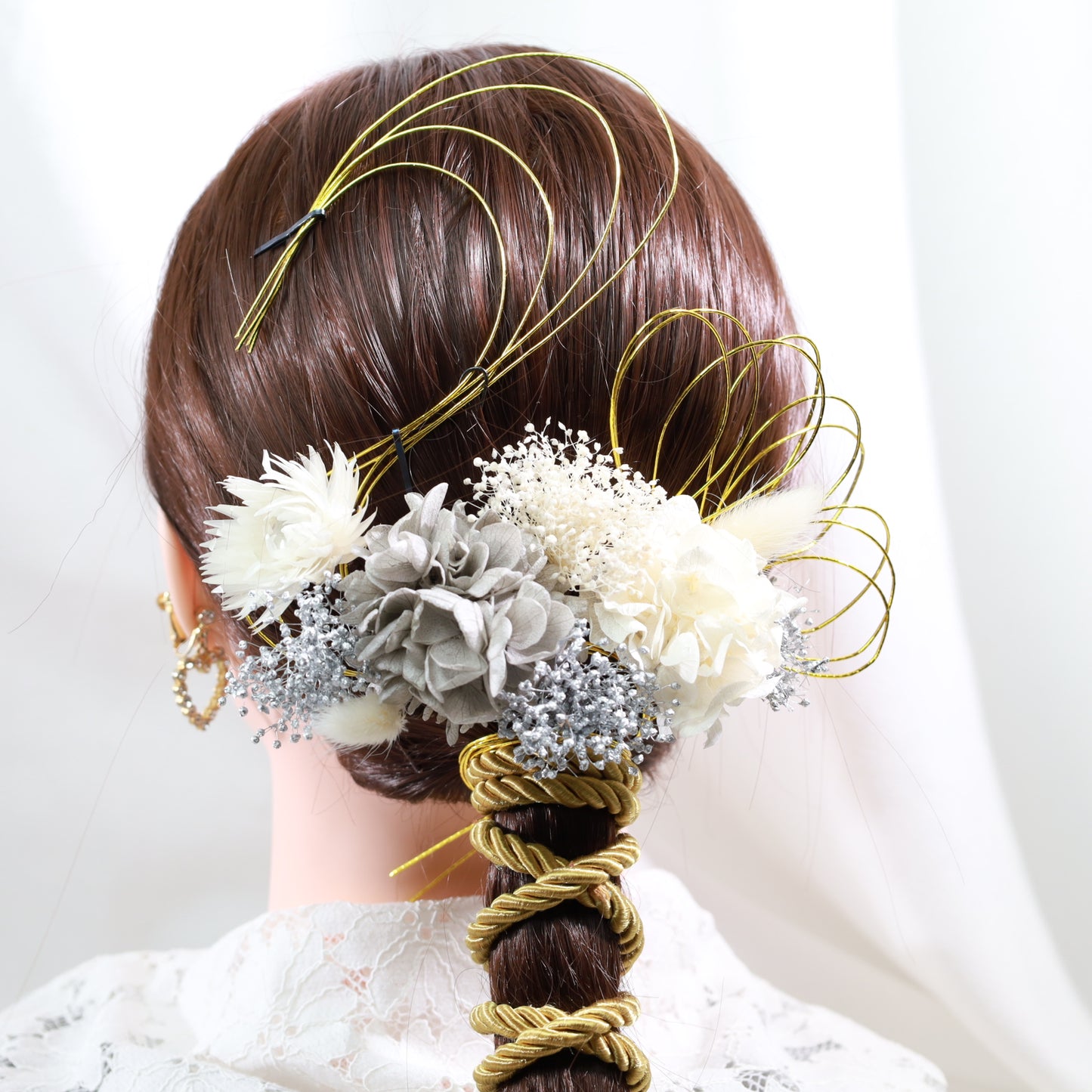 髪飾り タオ【ヘアアクセサリー　花　ドライフラワー　プリザーブド　水引　紐】 【結婚式　和装　アクセサリー】