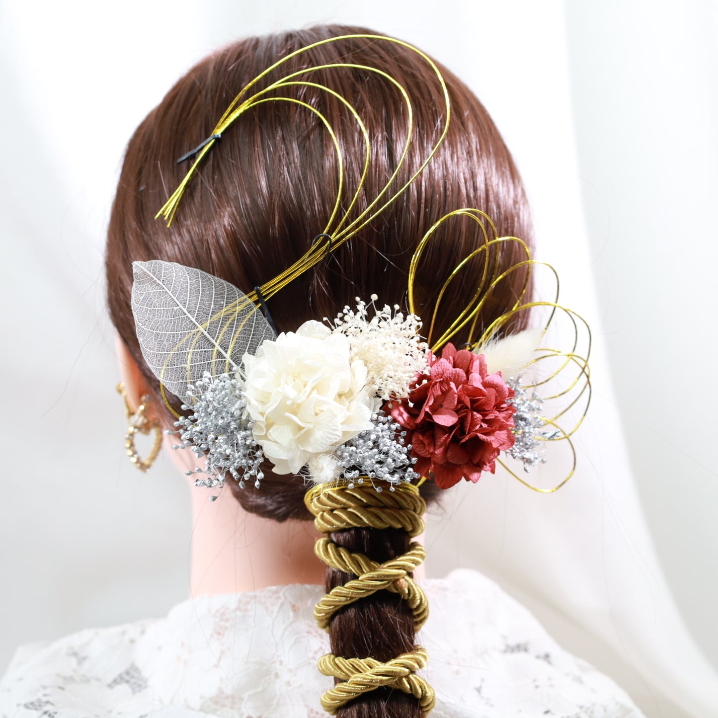 髪飾り アル【ヘアアクセサリー　花　ドライフラワー　プリザーブド　水引　紐】 【結婚式　和装　アクセサリー】