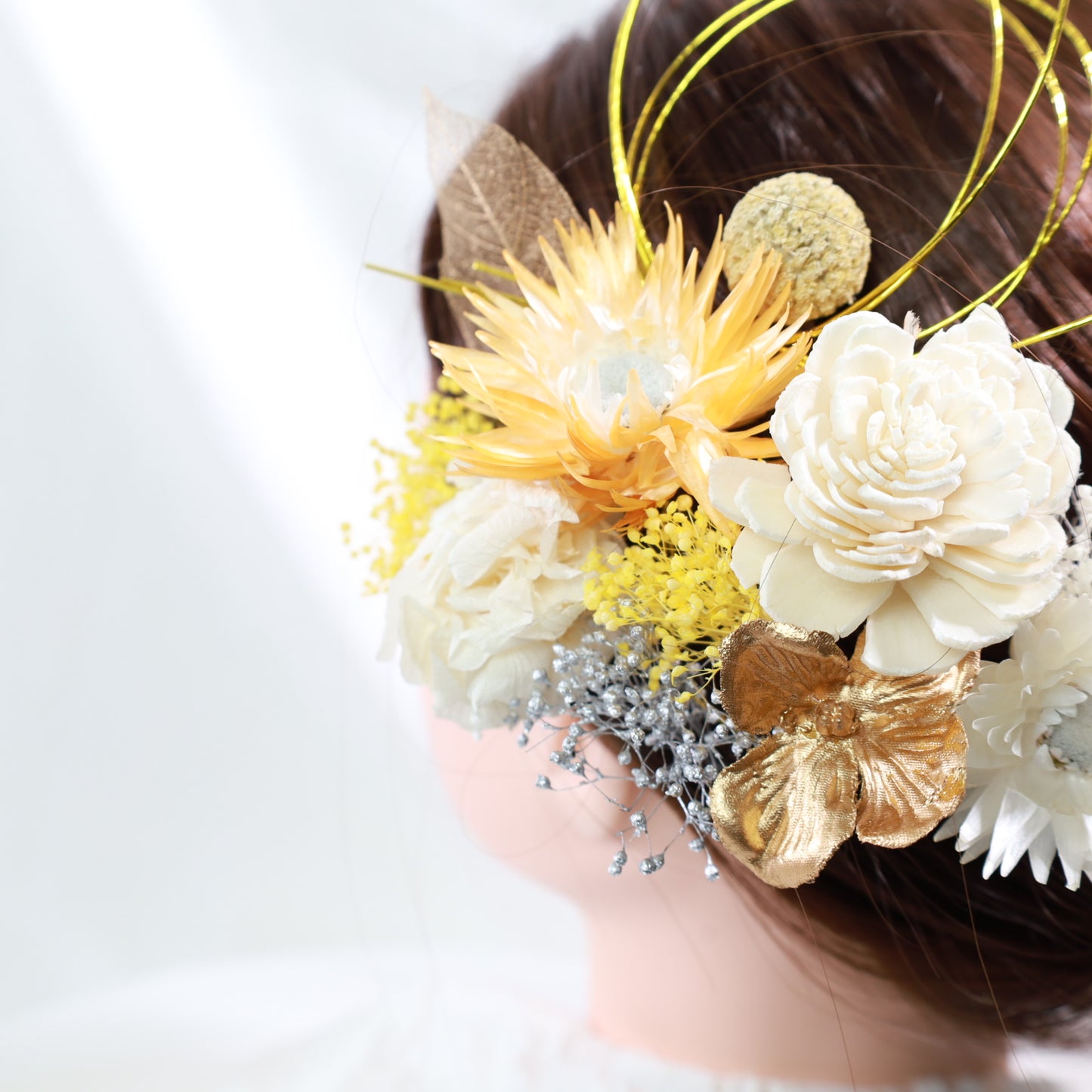 髪飾り オレヌ【ヘアアクセサリー　花　ドライフラワー　プリザーブド　水引　紐】 【結婚式　ヘアアクセサリー】