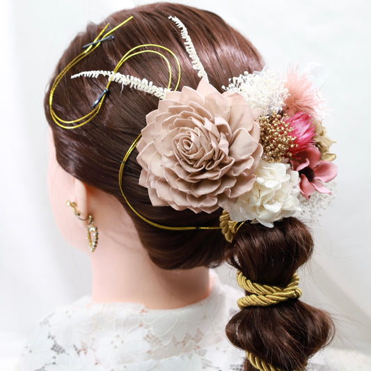 髪飾り ロセ【ヘアアクセサリー　花　ドライフラワー　プリザーブド】 【結婚式　ヘアアクセサリー】