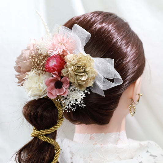 髪飾り ロセ【ヘアアクセサリー 花 ドライフラワー プリザーブド】 【結婚式 ヘアアクセサリー】