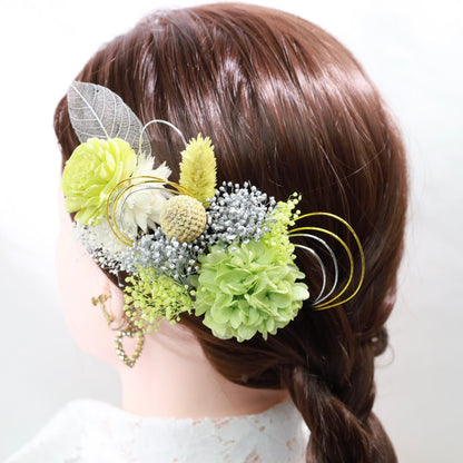 髪飾り リュイ【ヘアアクセサリー 花 ドライフラワー プリザーブド 水引】 【結婚式 ヘアアクセサリー】