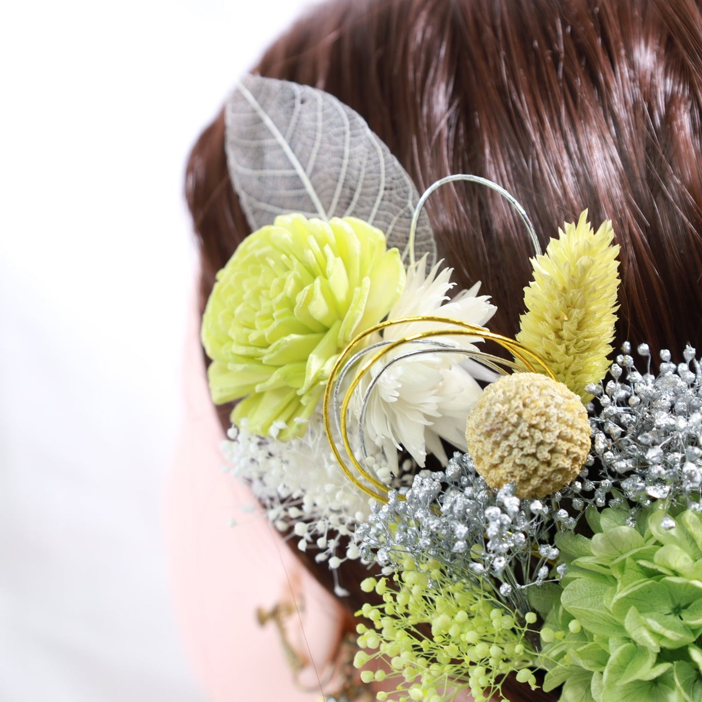 髪飾り リュイ【ヘアアクセサリー 花 ドライフラワー プリザーブド 水引】 【結婚式 ヘアアクセサリー】
