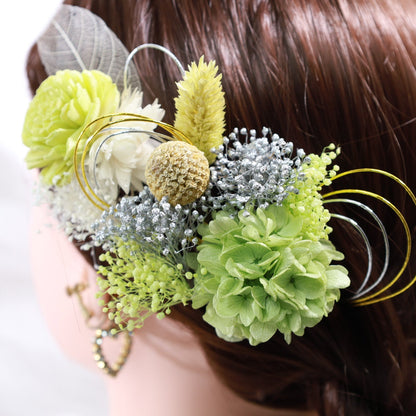 髪飾り リュイ【ヘアアクセサリー 花 ドライフラワー プリザーブド 水引】 【結婚式 ヘアアクセサリー】