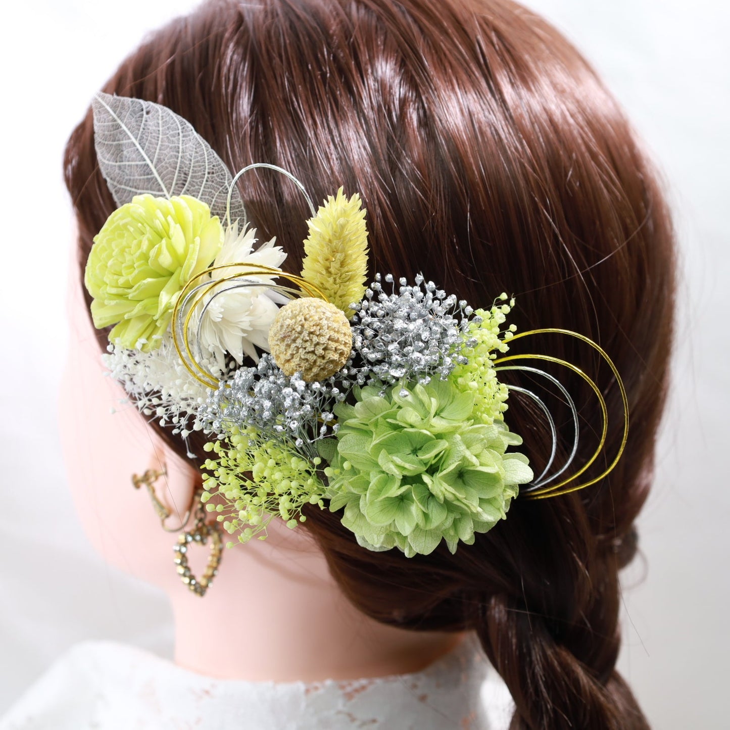 髪飾り リュイ【ヘアアクセサリー 花 ドライフラワー プリザーブド 水引】 【結婚式 ヘアアクセサリー】