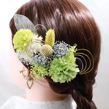 髪飾り リュイ【ヘアアクセサリー 花 ドライフラワー プリザーブド 水引】 【結婚式 ヘアアクセサリー】