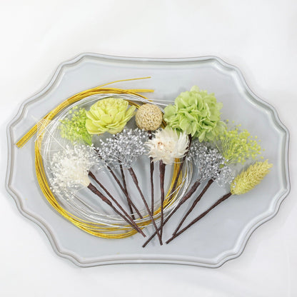 髪飾り リュイ【ヘアアクセサリー 花 ドライフラワー プリザーブド 水引】 【結婚式 ヘアアクセサリー】