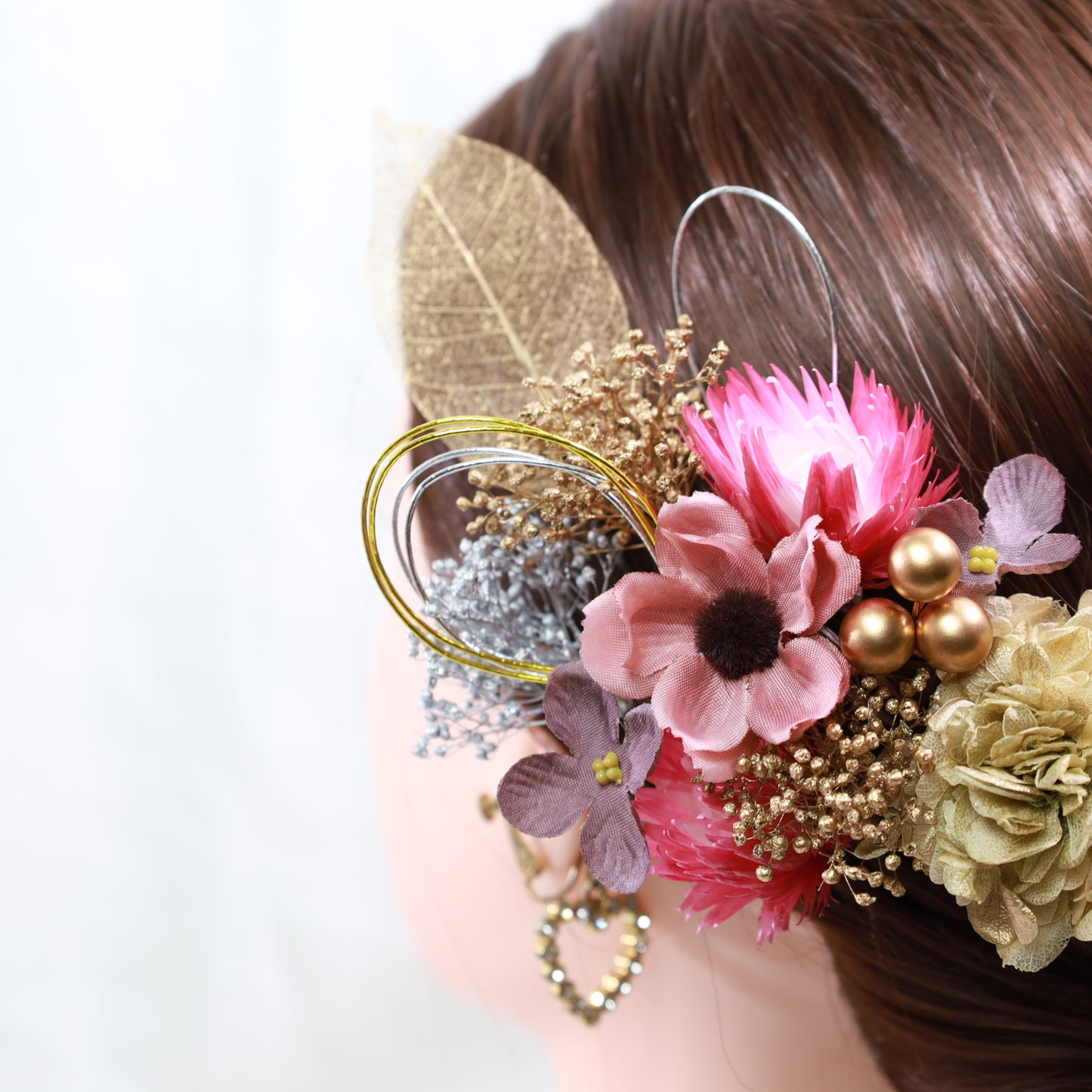 髪飾り グウェ【ヘアアクセサリー　花　ドライフラワー　プリザーブド　水引】 【結婚式　ヘアアクセサリー】