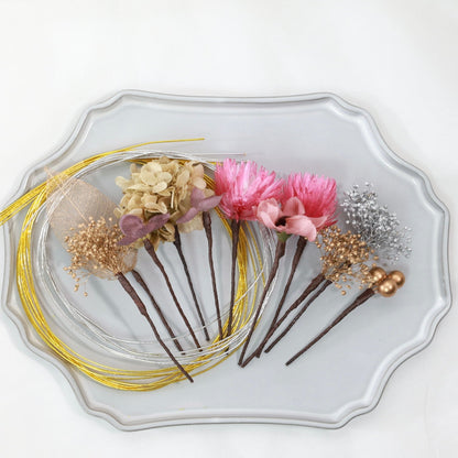 髪飾り グウェ【ヘアアクセサリー 花 ドライフラワー プリザーブド 水引】 【結婚式 ヘアアクセサリー】
