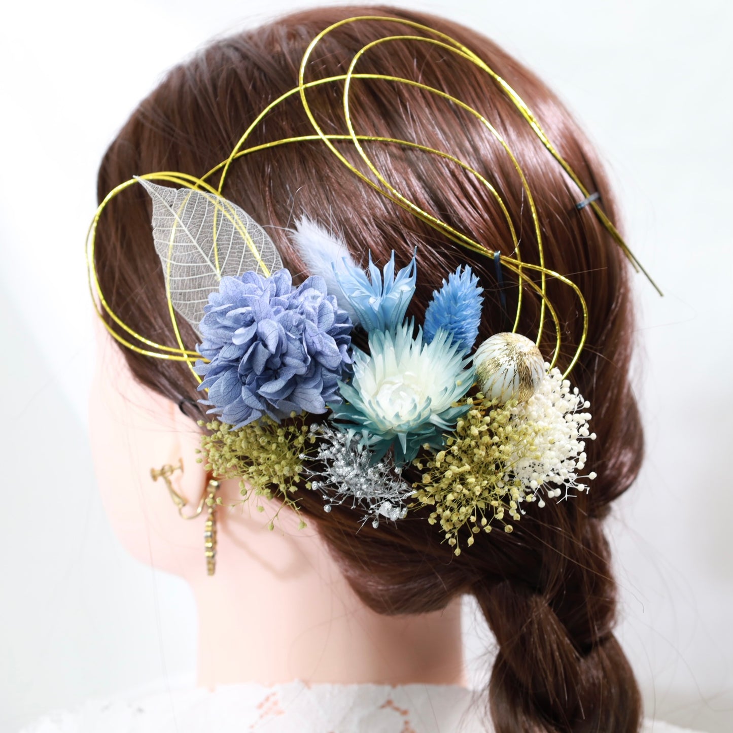 髪飾り ニール【ヘアアクセサリー　花　ドライフラワー　プリザーブド　水引】 【結婚式　ヘアアクセサリー】