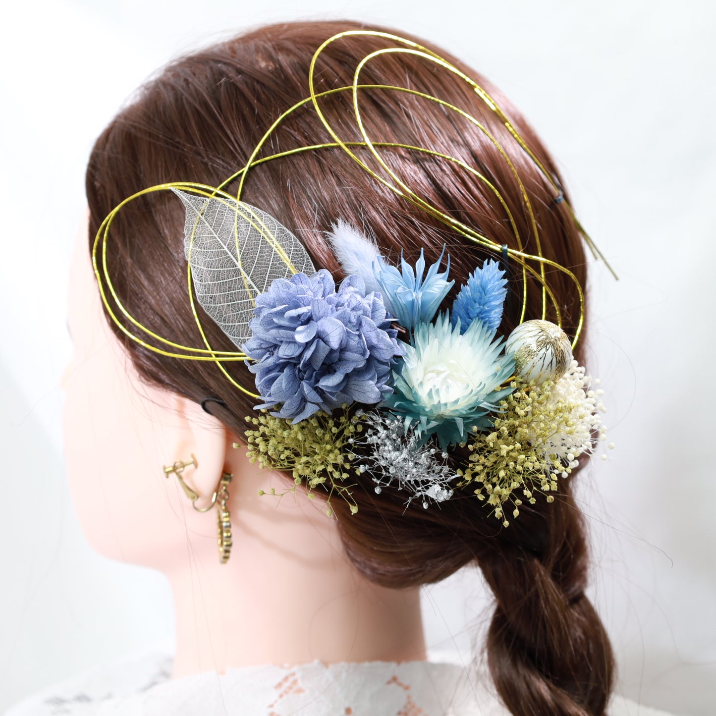 髪飾り ニール【ヘアアクセサリー　花　ドライフラワー　プリザーブド　水引】 【結婚式　ヘアアクセサリー】