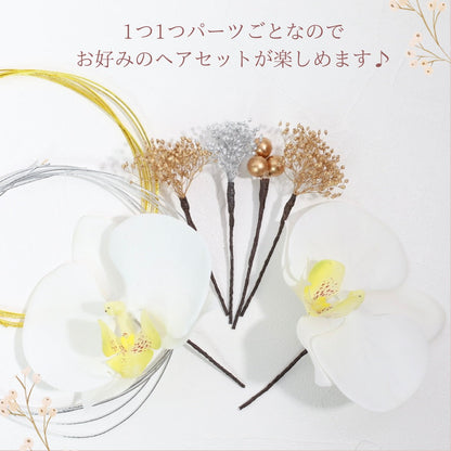 髪飾り 胡蝶蘭D【ヘアアクセサリー 花 ドライフラワー プリザーブド 水引】 【結婚式 ヘアアクセサリー】