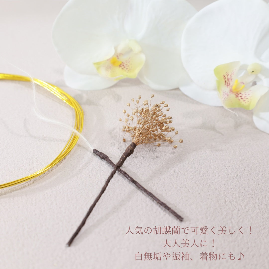 髪飾り 胡蝶蘭C【ヘアアクセサリー　花　ドライフラワー　プリザーブド　水引】 【結婚式　ヘアアクセサリー】