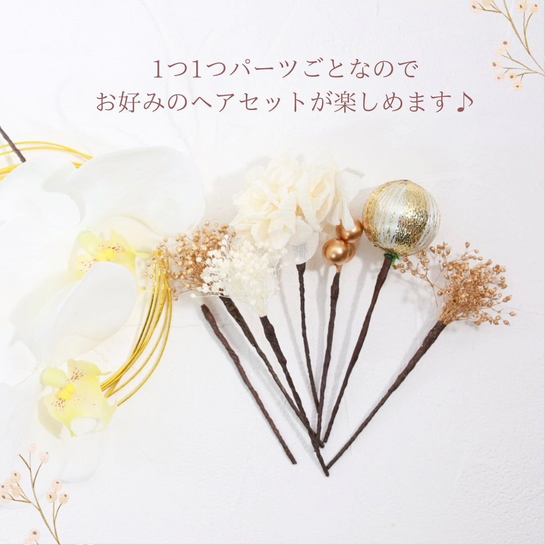 髪飾り 胡蝶蘭C【ヘアアクセサリー　花　ドライフラワー　プリザーブド　水引】 【結婚式　ヘアアクセサリー】