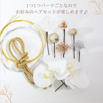 髪飾り 胡蝶蘭B【ヘアアクセサリー 花 ドライフラワー プリザーブド 水引】 【結婚式 ヘアアクセサリー】