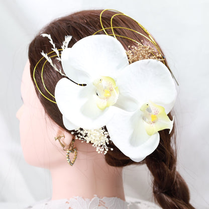髪飾り 胡蝶蘭【ヘアアクセサリー 花 ドライフラワー プリザーブド 水引】 【結婚式 ヘアアクセサリー】