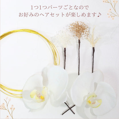 髪飾り 胡蝶蘭【ヘアアクセサリー 花 ドライフラワー プリザーブド 水引】 【結婚式 ヘアアクセサリー】