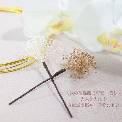 髪飾り 胡蝶蘭【ヘアアクセサリー 花 ドライフラワー プリザーブド 水引】 【結婚式 ヘアアクセサリー】