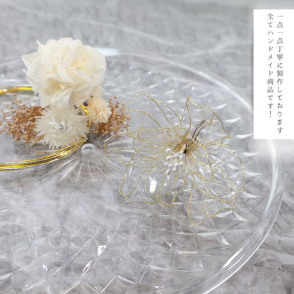 ヘッドドレス A7【アメリカンフラワー 髪飾り ヘアアクセサリー 花 ヘッドドレス ドライフラワー プリザーブドフラワー 水引 和玉髪飾り】 【結婚式 和装ヘアアクセサリー】