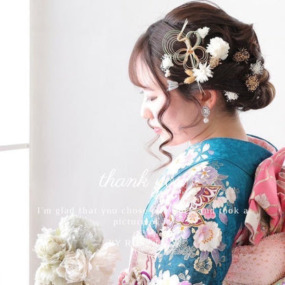 髪飾り ヴァニーユ【ヘアアクセサリー 花 ドライフラワー プリザーブド 水引】 【結婚式 和装 アクセサリー】