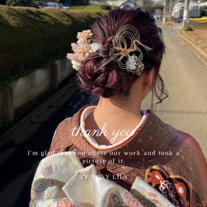 髪飾り ヴァニーユ【ヘアアクセサリー　花　ドライフラワー　プリザーブド　水引】 【結婚式　和装　アクセサリー】