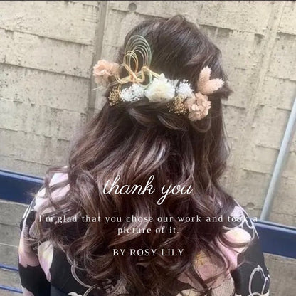 髪飾り ヴァニーユ【ヘアアクセサリー 花 ドライフラワー プリザーブド 水引】 【結婚式 和装 アクセサリー】