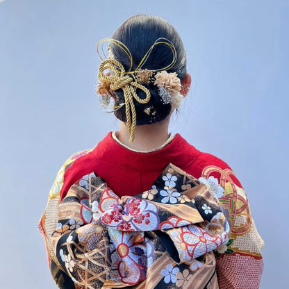 髪飾り ズウォ【ヘアアクセサリー 花 ドライフラワー プリザーブド 水引 金箔】 【結婚式 和装 アクセサリー】
