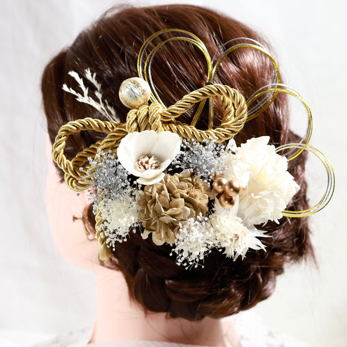 髪飾り メーチ【ヘアアクセサリー 花 ドライフラワー プリザーブド 水引】 【結婚式 和装 アクセサリー】