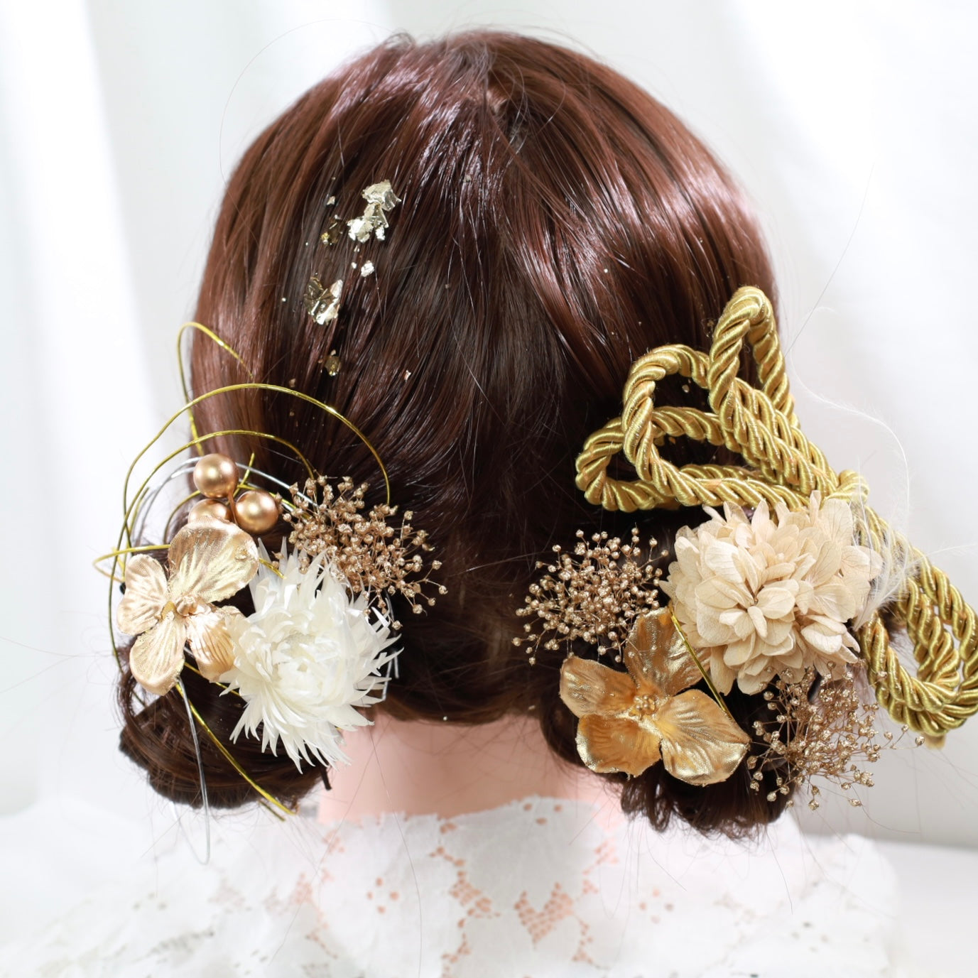 髪飾り ソクン【ヘアアクセサリー　花　ドライフラワー　プリザーブド　水引　金箔】 【結婚式　和装　アクセサリー】