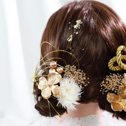 髪飾り ソクン【ヘアアクセサリー 花 ドライフラワー プリザーブド 水引 金箔】 【結婚式 和装 アクセサリー】