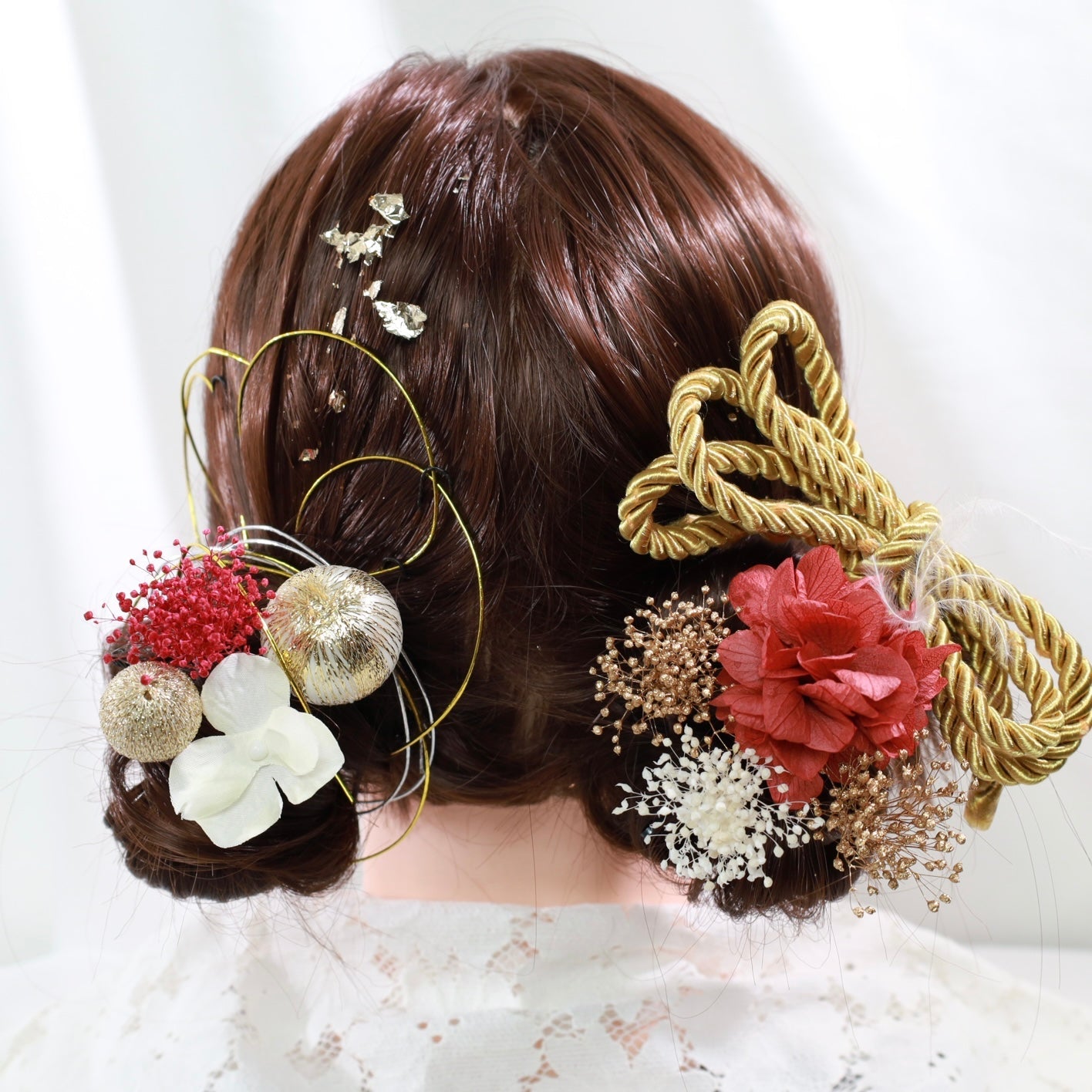 髪飾り ヘリョ【ヘアアクセサリー 花 ドライフラワー プリザーブド 水引 金箔】 【結婚式 和装 アクセサリー】