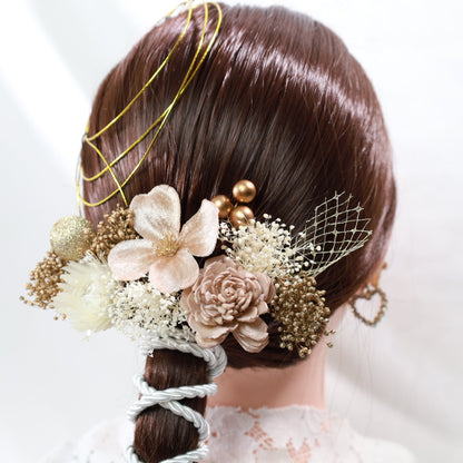 髪飾り オルド【ヘアアクセサリー 花 ドライフラワー プリザーブド 水引 造花】 【結婚式 和装 アクセサリー】