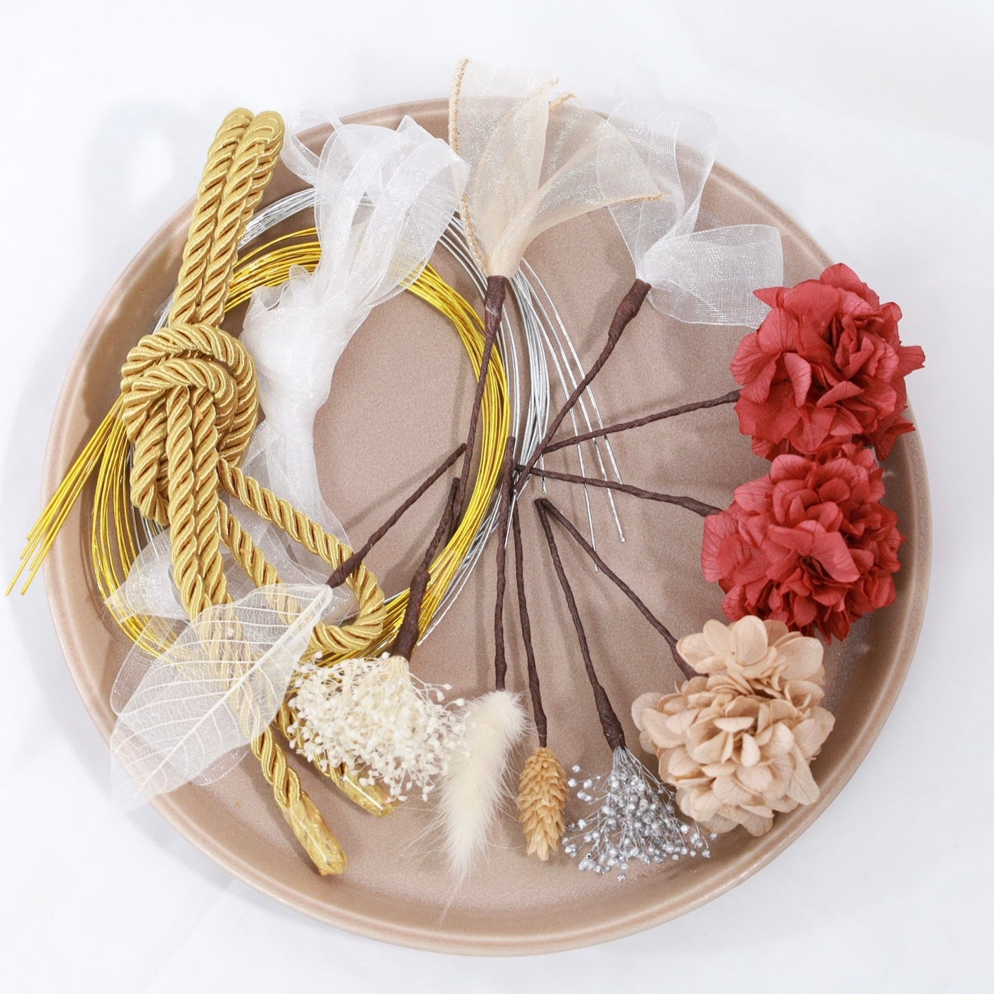 髪飾り アンセ【ヘアアクセサリー 花 ドライフラワー プリザーブド 水引】 【結婚式 和装 アクセサリー】