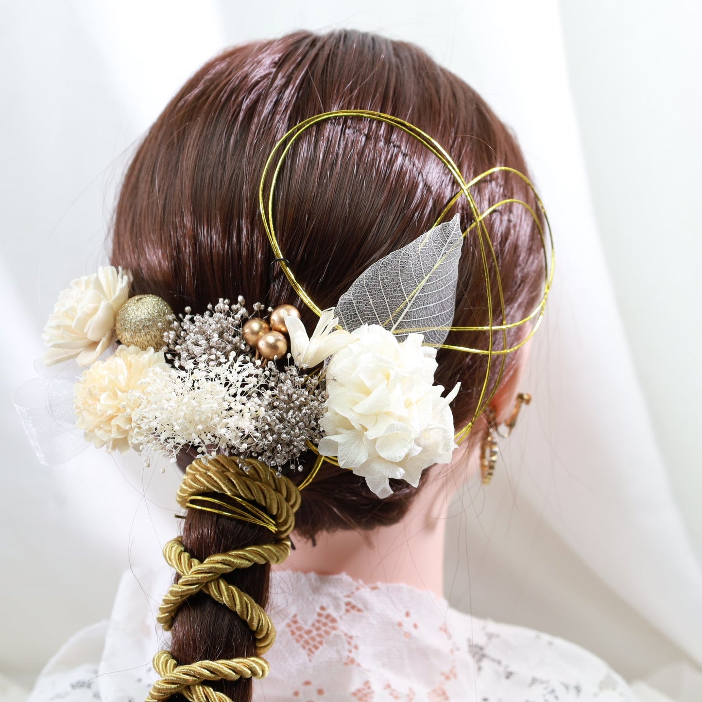 髪飾り マム【ヘアアクセサリー 花 ドライフラワー プリザーブド 水引 造花】 【結婚式 和装 アクセサリー】