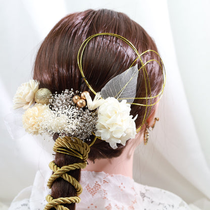 髪飾り マム【ヘアアクセサリー 花 ドライフラワー プリザーブド 水引 造花】 【結婚式 和装 アクセサリー】