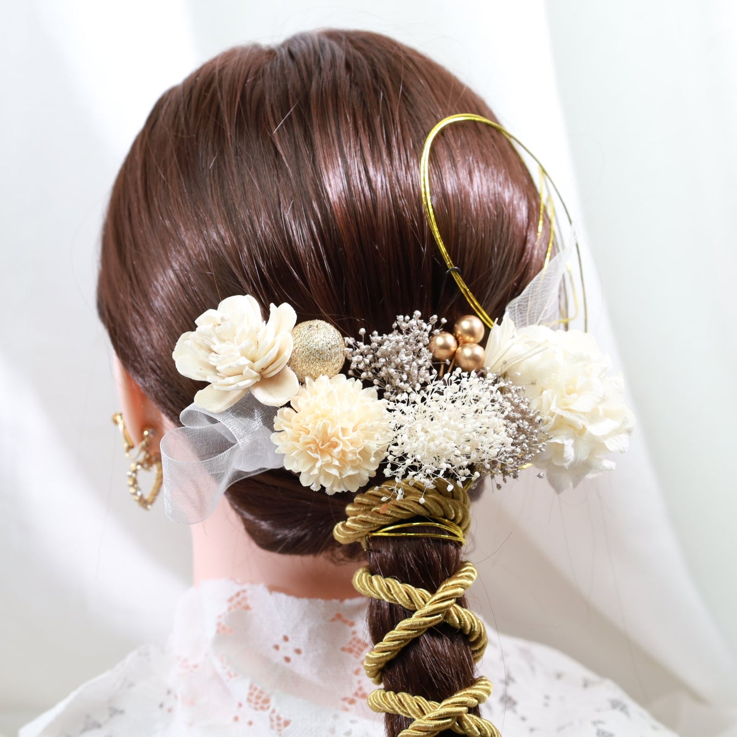 髪飾り マム【ヘアアクセサリー 花 ドライフラワー プリザーブド 水引 造花】 【結婚式 和装 アクセサリー】
