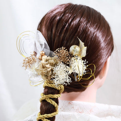 髪飾り ゼクト【ヘアアクセサリー 花 ドライフラワー プリザーブド 水引】 【結婚式 和装 アクセサリー】