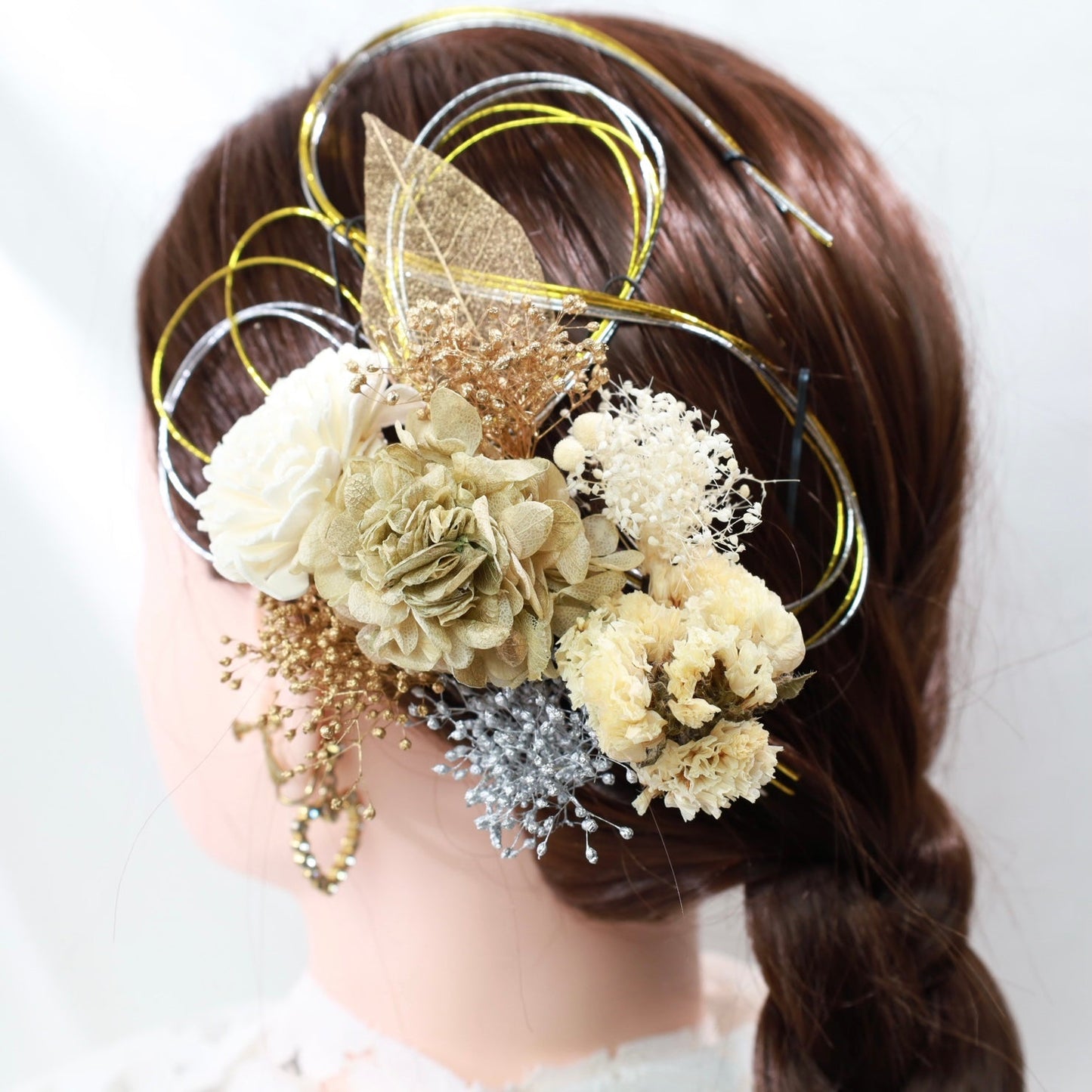 髪飾り サーブル【ヘアアクセサリー 花 ドライフラワー プリザーブド 水引】 【結婚式 和装 アクセサリー】