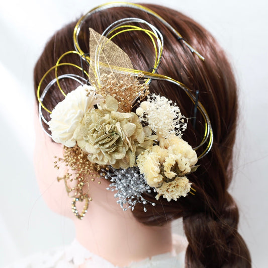 髪飾り サーブル【ヘアアクセサリー 花 ドライフラワー プリザーブド 水引】 【結婚式 和装 アクセサリー】