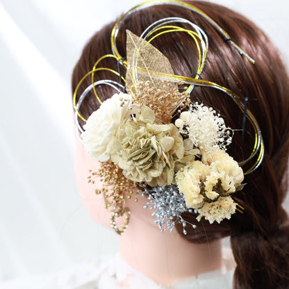髪飾り サーブル【ヘアアクセサリー 花 ドライフラワー プリザーブド 水引】 【結婚式 和装 アクセサリー】