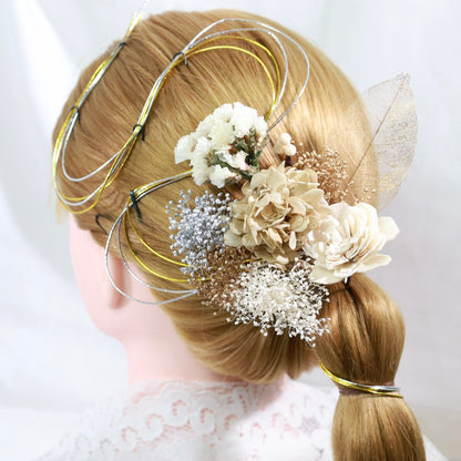 髪飾り サーブル【ヘアアクセサリー 花 ドライフラワー プリザーブド 水引】 【結婚式 和装 アクセサリー】