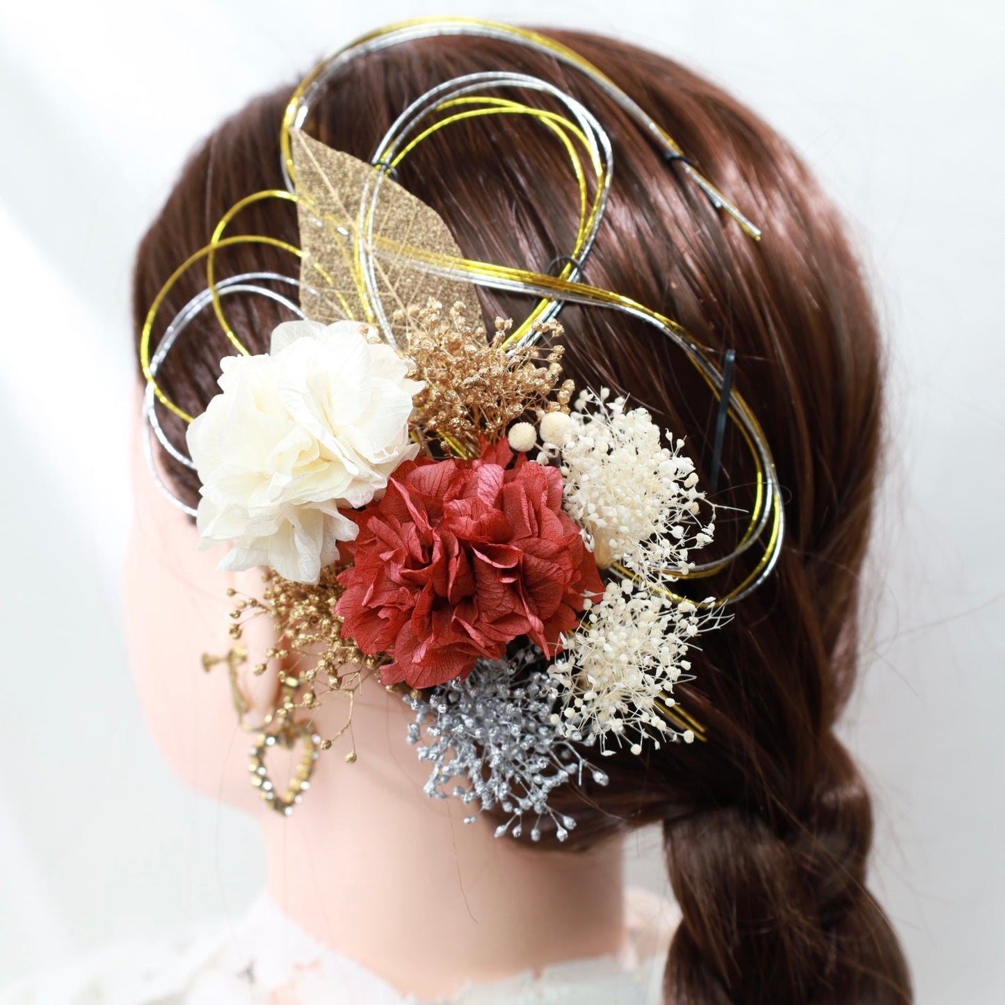 髪飾り ヴェルミヨン【ヘアアクセサリー 花 ドライフラワー プリザーブド 水引】 【結婚式 和装 アクセサリー】