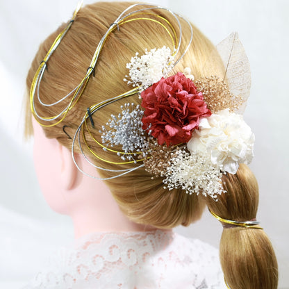 髪飾り ヴェルミヨン【ヘアアクセサリー　花　ドライフラワー　プリザーブド　水引】 【結婚式　和装　アクセサリー】