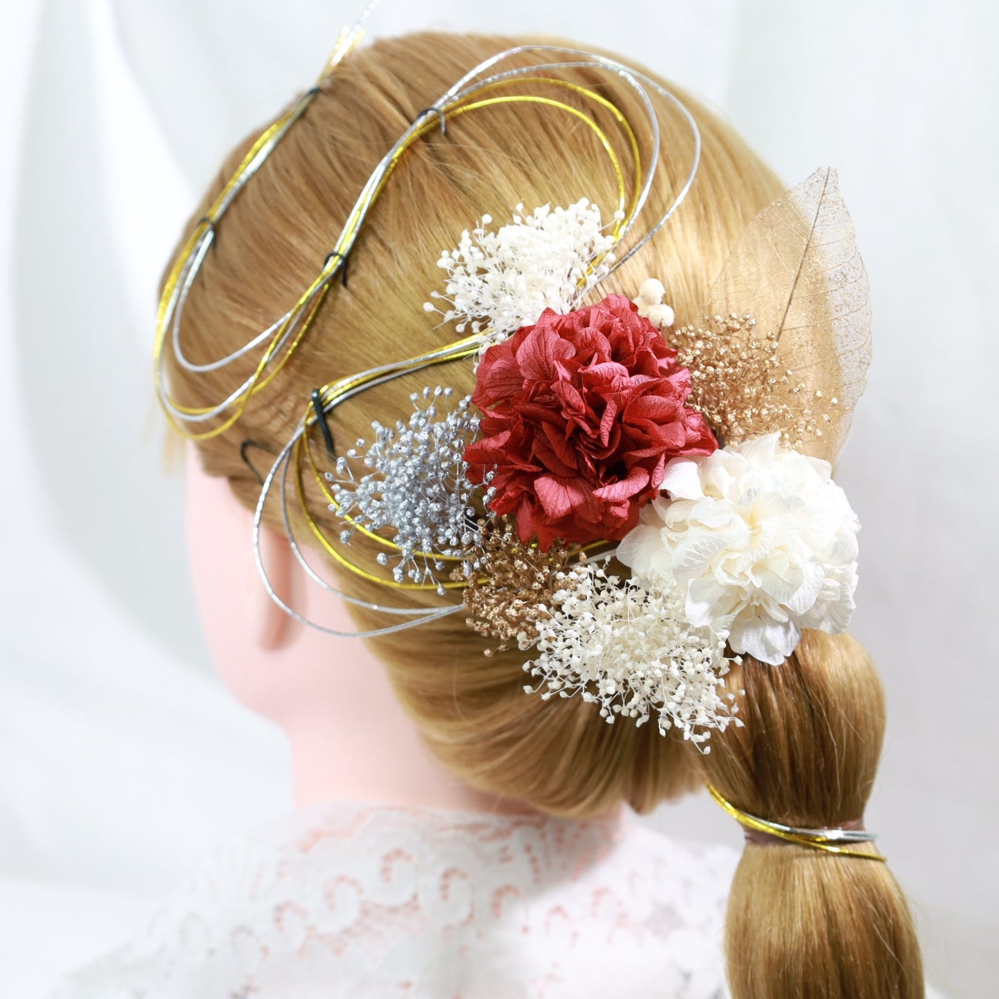 髪飾り ヴェルミヨン【ヘアアクセサリー 花 ドライフラワー プリザーブド 水引】 【結婚式 和装 アクセサリー】