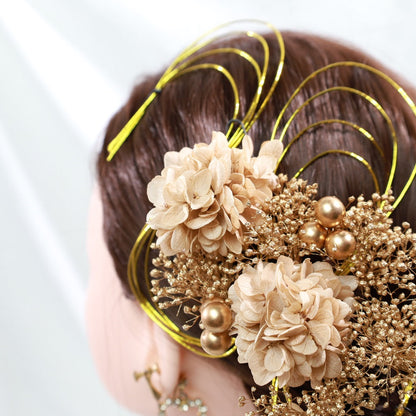 髪飾り ロール【ヘアアクセサリー 花 ドライフラワー プリザーブド 水引】 【結婚式 和装 アクセサリー】